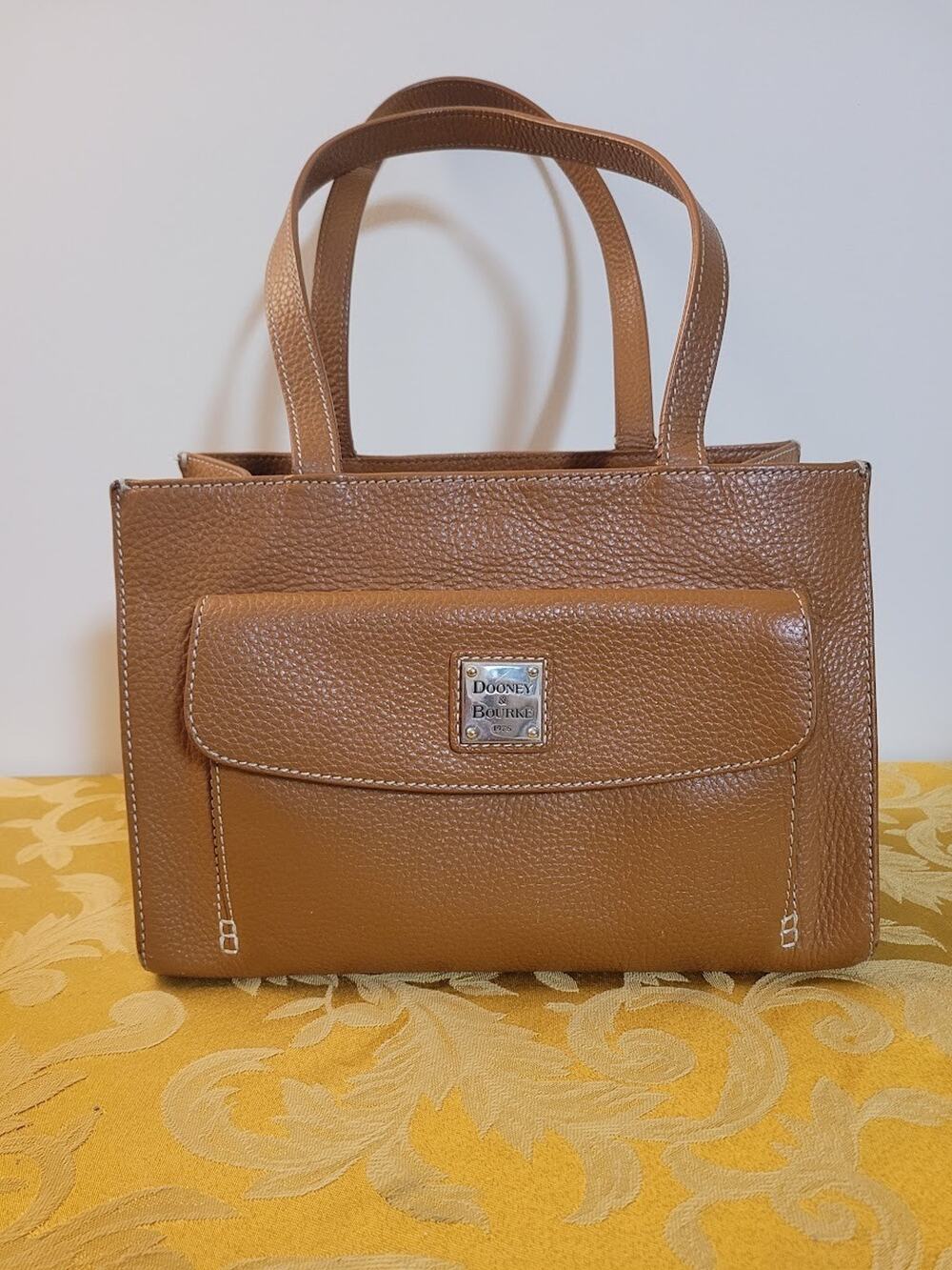 Dooney & Bourke Janine Pebbled Leather Tote Bag Purse Camel Tan